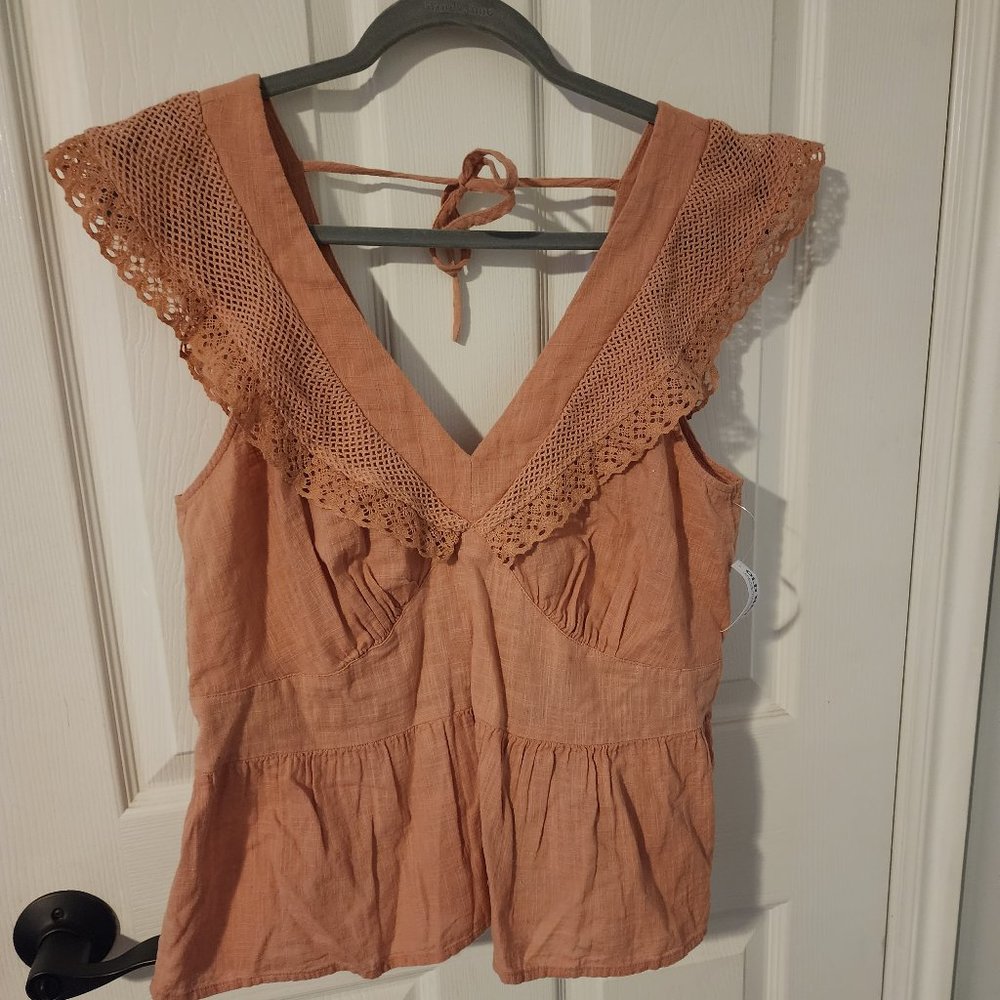 Pink flutter sleeve top